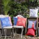 Red & Blue 2-piece Nautical Coastal Reef Decorative Single Throw Pillow Cover 18" in. x 18" in. Square