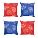 Red & Blue 4-piece Nautical Coastal Reef Decorative Single Throw Pillow Cover 18" in. x 18" in. Square