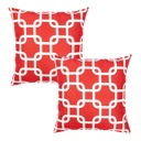 Red 2-piece Nautical Geometric Decorative Throw Pillow Cover 18" in. x 18" in. Square