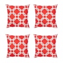 Red 4-piece Nautical Geometric Decorative Throw Pillow Cover 18" in. x 18" in. Square