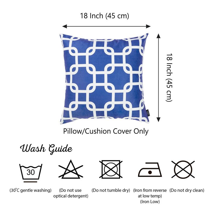 Nautical Geometric Decorative Throw Pillow Cover 18" in. x 18" in. Square