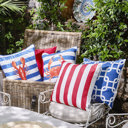 Blue Single Nautical Geometric Decorative Throw Pillow Cover 18" in. x 18" in. Square