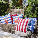 White & Red Single Nautical Geometric Decorative Throw Pillow Cover 18" in. x 18" in. Square