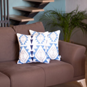 Blue; White; Purple - 18x18 2-piece Ikat Lumbar 12"x 20" & Square 18"x 18" Boho Throw Pillow Covers Sets