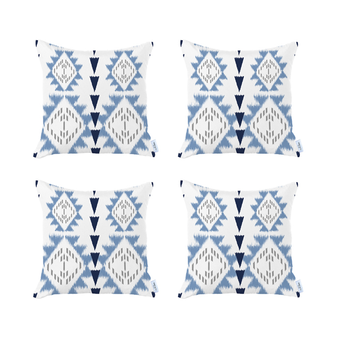 Ikat Lumbar 12"x 20" & Square 18"x 18" Boho Throw Pillow Covers Sets
