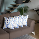 Blue; White; Purple - 18x18 4-piece Ikat Lumbar 12"x 20" & Square 18"x 18" Boho Throw Pillow Covers Sets