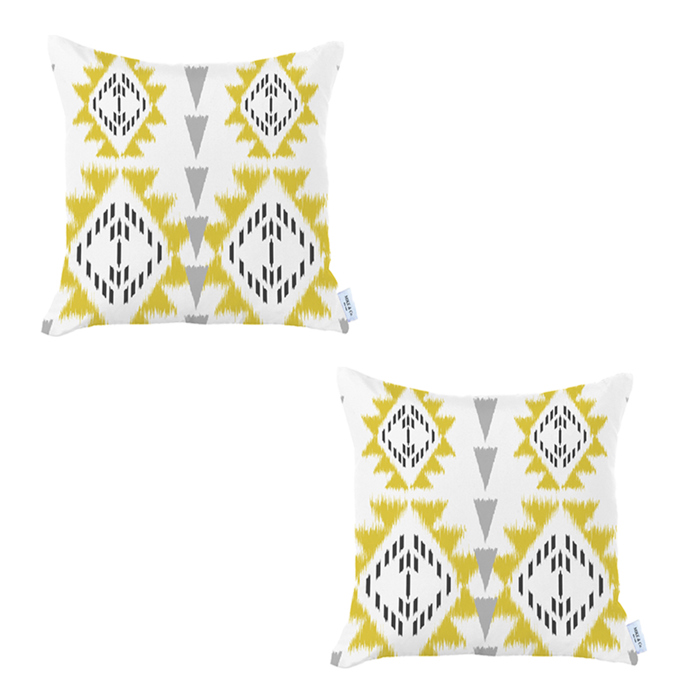Ikat Lumbar 12"x 20" & Square 18"x 18" Boho Throw Pillow Covers Sets