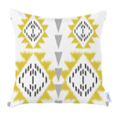Yellow; White - 18x18 2-piece Ikat Lumbar 12"x 20" & Square 18"x 18" Boho Throw Pillow Covers Sets