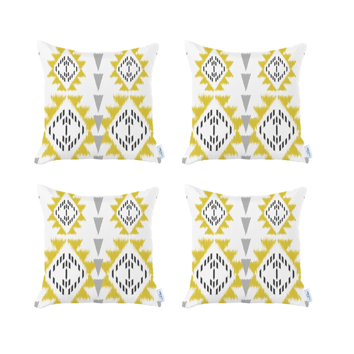 Ikat Lumbar 12"x 20" & Square 18"x 18" Boho Throw Pillow Covers Sets
