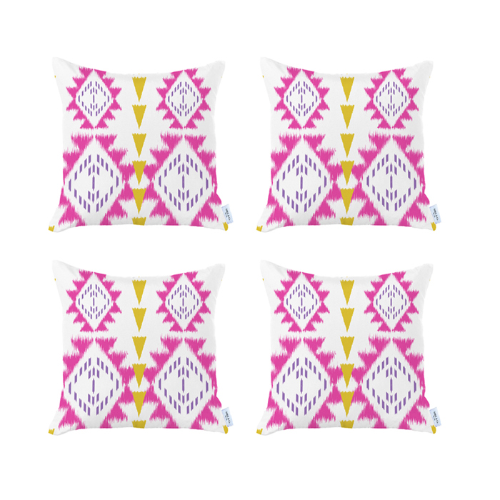 Ikat Lumbar 12"x 20" & Square 18"x 18" Boho Throw Pillow Covers Sets