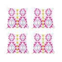 Pink; White - 18x18 4-piece Ikat Lumbar 12"x 20" & Square 18"x 18" Boho Throw Pillow Covers Sets