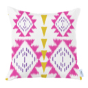 Pink; White - 18x18 4-piece Ikat Lumbar 12"x 20" & Square 18"x 18" Boho Throw Pillow Covers Sets