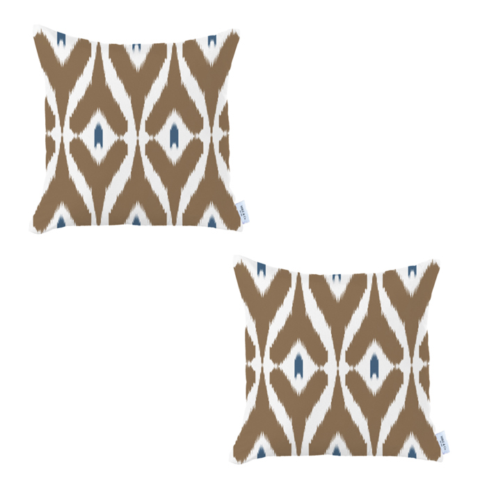 Ikat Lumbar 12"x 20" & Square 18"x 18" Boho Throw Pillow Covers Sets