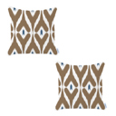 Brown - 18x18 2-piece Ikat Lumbar 12"x 20" & Square 18"x 18" Boho Throw Pillow Covers Sets