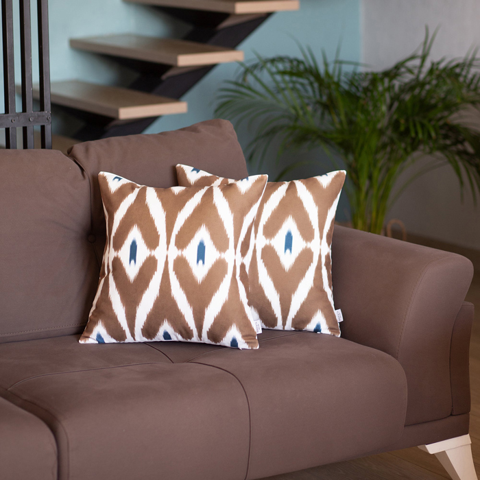 Ikat Lumbar 12"x 20" & Square 18"x 18" Boho Throw Pillow Covers Sets