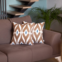 Brown - 18x18 2-piece Ikat Lumbar 12"x 20" & Square 18"x 18" Boho Throw Pillow Covers Sets