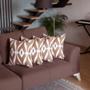 Brown - 18x18 4-piece Ikat Lumbar 12"x 20" & Square 18"x 18" Boho Throw Pillow Covers Sets