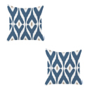 Blue; White - 18x18 2-piece Ikat Lumbar 12"x 20" & Square 18"x 18" Boho Throw Pillow Covers Sets