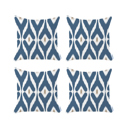Blue; White - 18x18 4-piece Ikat Lumbar 12"x 20" & Square 18"x 18" Boho Throw Pillow Covers Sets