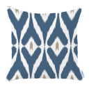 Blue; White - 18x18 4-piece Ikat Lumbar 12"x 20" & Square 18"x 18" Boho Throw Pillow Covers Sets