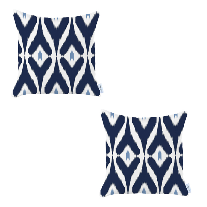 Ikat Lumbar 12"x 20" & Square 18"x 18" Boho Throw Pillow Covers Sets