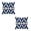 Navy Blue; White - 18x18 2-piece Ikat Lumbar 12"x 20" & Square 18"x 18" Boho Throw Pillow Covers Sets
