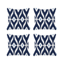 Navy Blue; White - 18x18 4-piece Ikat Lumbar 12"x 20" & Square 18"x 18" Boho Throw Pillow Covers Sets