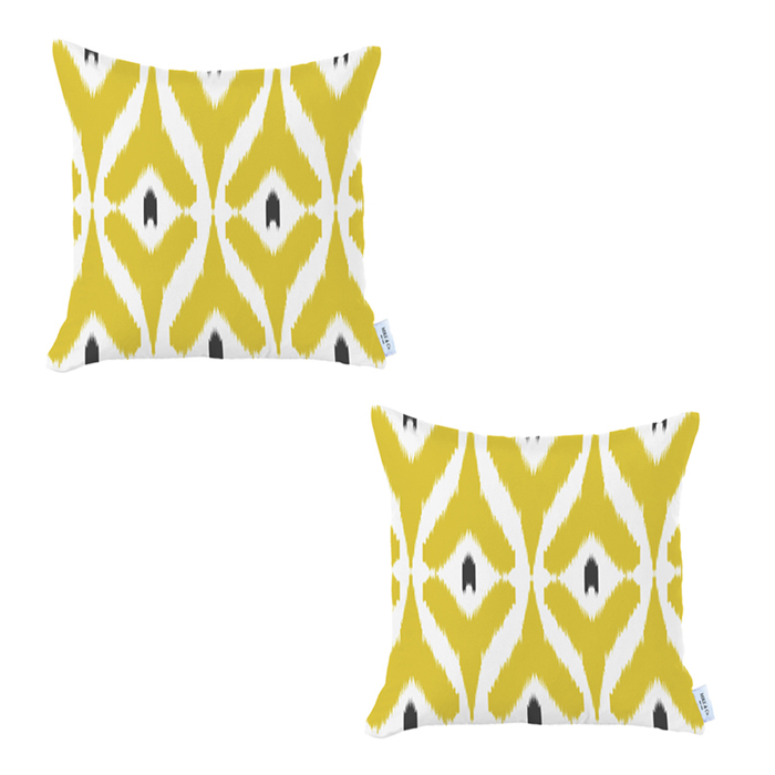 Ikat Lumbar 12"x 20" & Square 18"x 18" Boho Throw Pillow Covers Sets