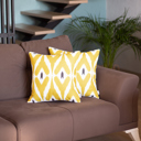 Yellow; White; Purple - 18x18 2-piece Ikat Lumbar 12"x 20" & Square 18"x 18" Boho Throw Pillow Covers Sets