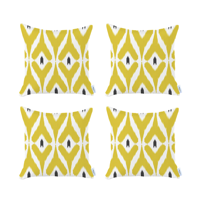 Ikat Lumbar 12"x 20" & Square 18"x 18" Boho Throw Pillow Covers Sets
