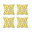 Yellow; White; Purple - 18x18 4-piece Ikat Lumbar 12"x 20" & Square 18"x 18" Boho Throw Pillow Covers Sets