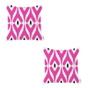 Pink - 18x18 2-piece Ikat Lumbar 12"x 20" & Square 18"x 18" Boho Throw Pillow Covers Sets