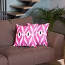 Pink - 18x18 2-piece Ikat Lumbar 12"x 20" & Square 18"x 18" Boho Throw Pillow Covers Sets
