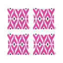 Pink - 18x18 4-piece Ikat Lumbar 12"x 20" & Square 18"x 18" Boho Throw Pillow Covers Sets