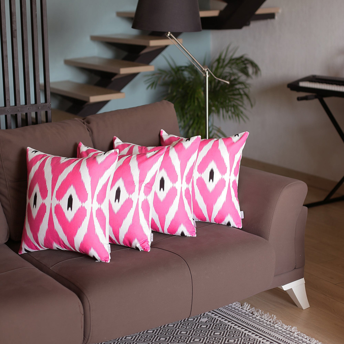 Ikat Lumbar 12"x 20" & Square 18"x 18" Boho Throw Pillow Covers Sets