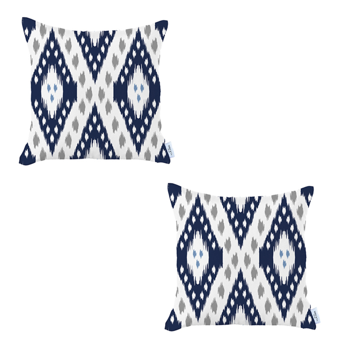 Ikat Lumbar 12"x 20" & Square 18"x 18" Boho Throw Pillow Covers Sets