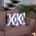 Navy Blue - 18x18 2-piece Ikat Lumbar 12"x 20" & Square 18"x 18" Boho Throw Pillow Covers Sets