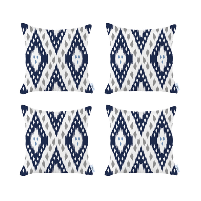 Ikat Lumbar 12"x 20" & Square 18"x 18" Boho Throw Pillow Covers Sets