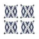 Navy Blue - 18x18 4-piece Ikat Lumbar 12"x 20" & Square 18"x 18" Boho Throw Pillow Covers Sets