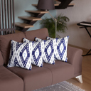 Navy Blue - 18x18 4-piece Ikat Lumbar 12"x 20" & Square 18"x 18" Boho Throw Pillow Covers Sets