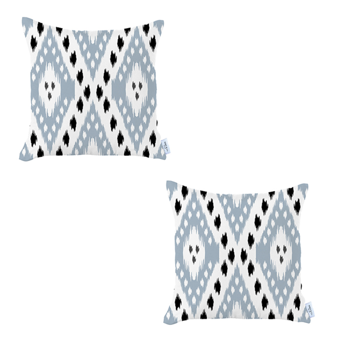 Ikat Lumbar 12"x 20" & Square 18"x 18" Boho Throw Pillow Covers Sets