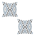 Gray; White - 18x18 2-piece Ikat Lumbar 12"x 20" & Square 18"x 18" Boho Throw Pillow Covers Sets