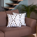 Gray; White - 18x18 2-piece Ikat Lumbar 12"x 20" & Square 18"x 18" Boho Throw Pillow Covers Sets