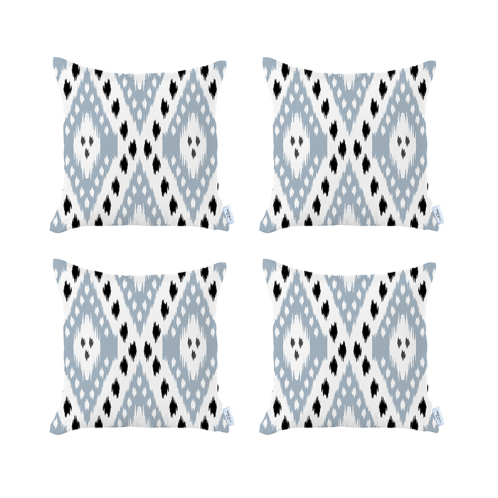 Ikat Lumbar 12"x 20" & Square 18"x 18" Boho Throw Pillow Covers Sets