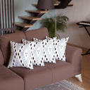 Gray; White - 18x18 4-piece Ikat Lumbar 12"x 20" & Square 18"x 18" Boho Throw Pillow Covers Sets