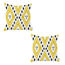 Yellow - 18x18 2-piece Ikat Lumbar 12"x 20" & Square 18"x 18" Boho Throw Pillow Covers Sets