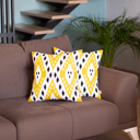 Yellow - 18x18 2-piece Ikat Lumbar 12"x 20" & Square 18"x 18" Boho Throw Pillow Covers Sets