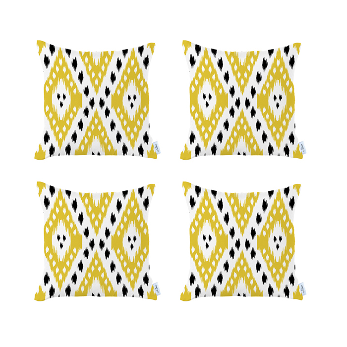 Ikat Lumbar 12"x 20" & Square 18"x 18" Boho Throw Pillow Covers Sets