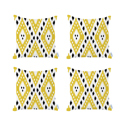 Yellow - 18x18 4-piece Ikat Lumbar 12"x 20" & Square 18"x 18" Boho Throw Pillow Covers Sets