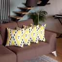 Yellow - 18x18 4-piece Ikat Lumbar 12"x 20" & Square 18"x 18" Boho Throw Pillow Covers Sets
